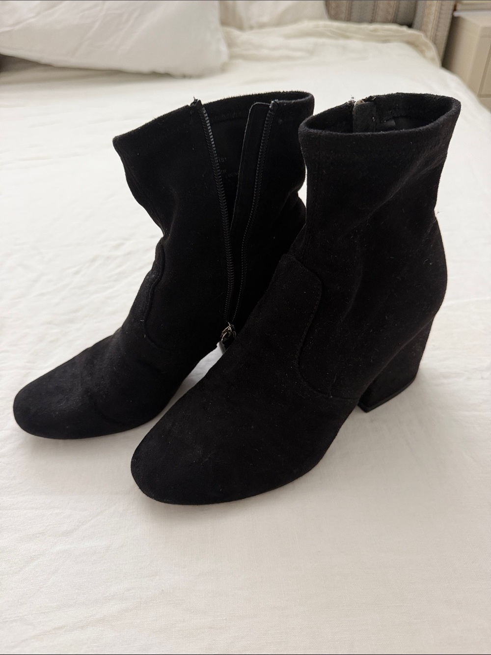 Steve Madden Black Suede Ankle Booties with Block Heel